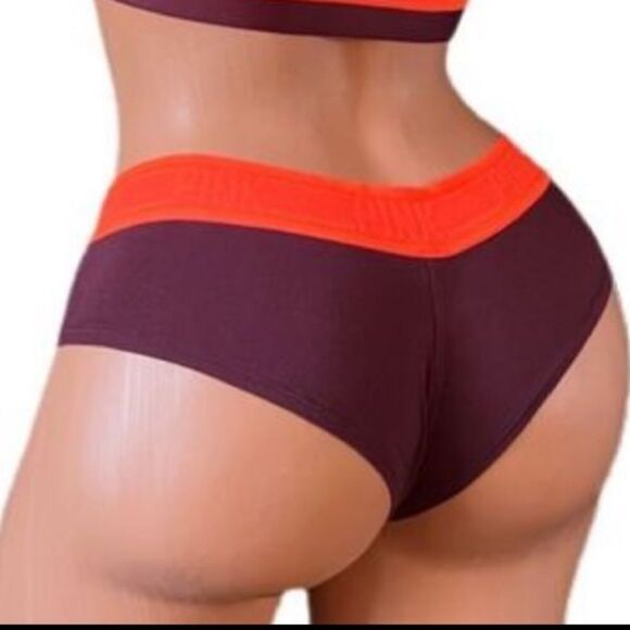 Victorias Secret Pink Cotton Cheekster panty Pink Logo on Waistband Burgundy M - Picture 1 of 3